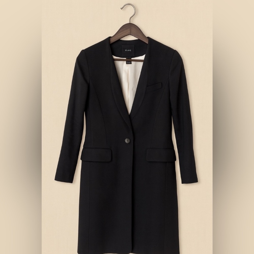 Smythe Navy Longline Blazer Coat - Picture 3 of 7